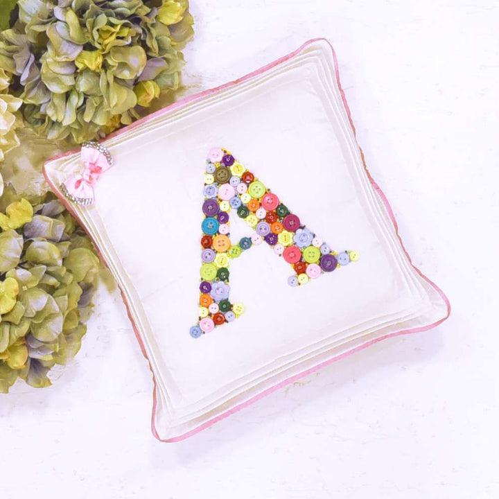 Monogrammed Button Cushion- Multi Colour