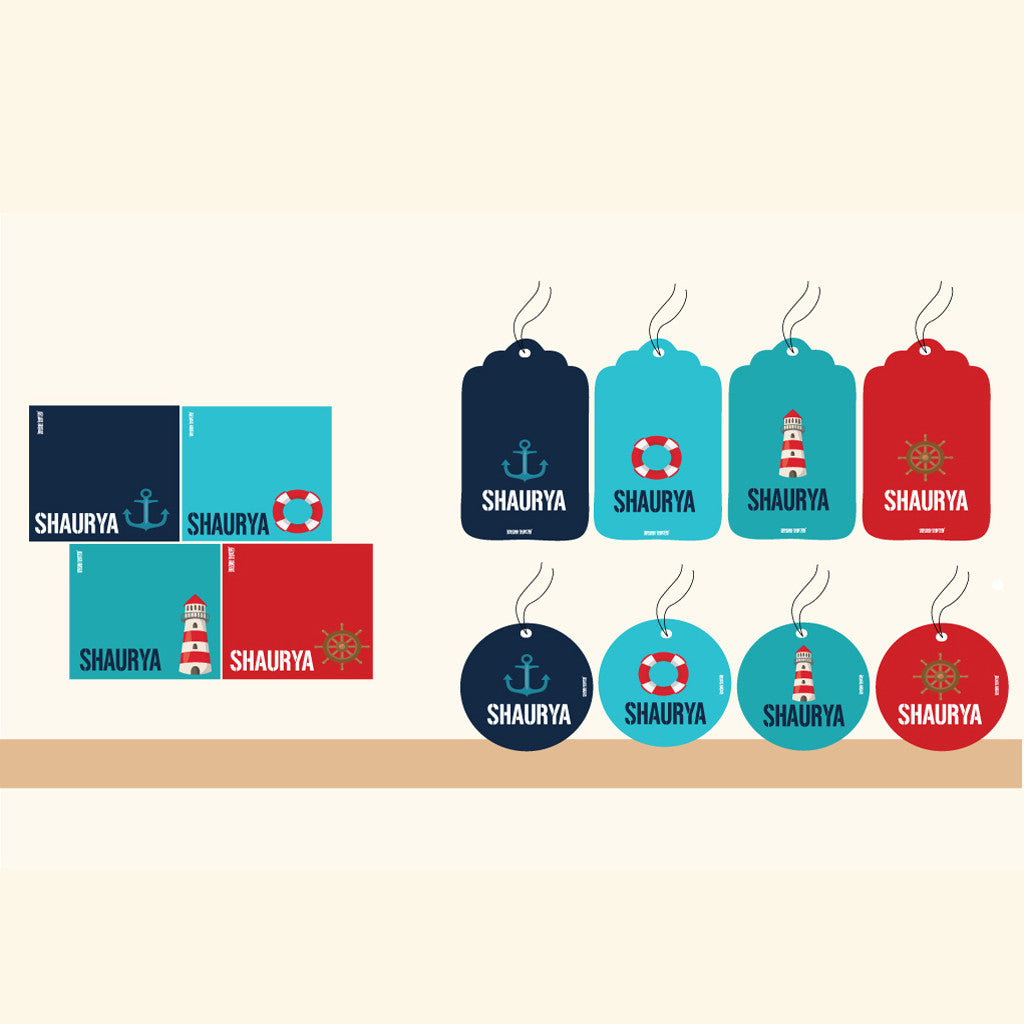 Personalised Gift Tag Set - Nautical, Set of 80