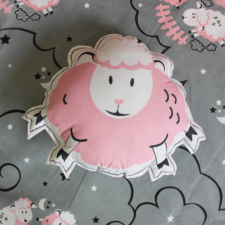 Counting Sheep Shape Cushion for Girls - Pink (Can be Personalised)