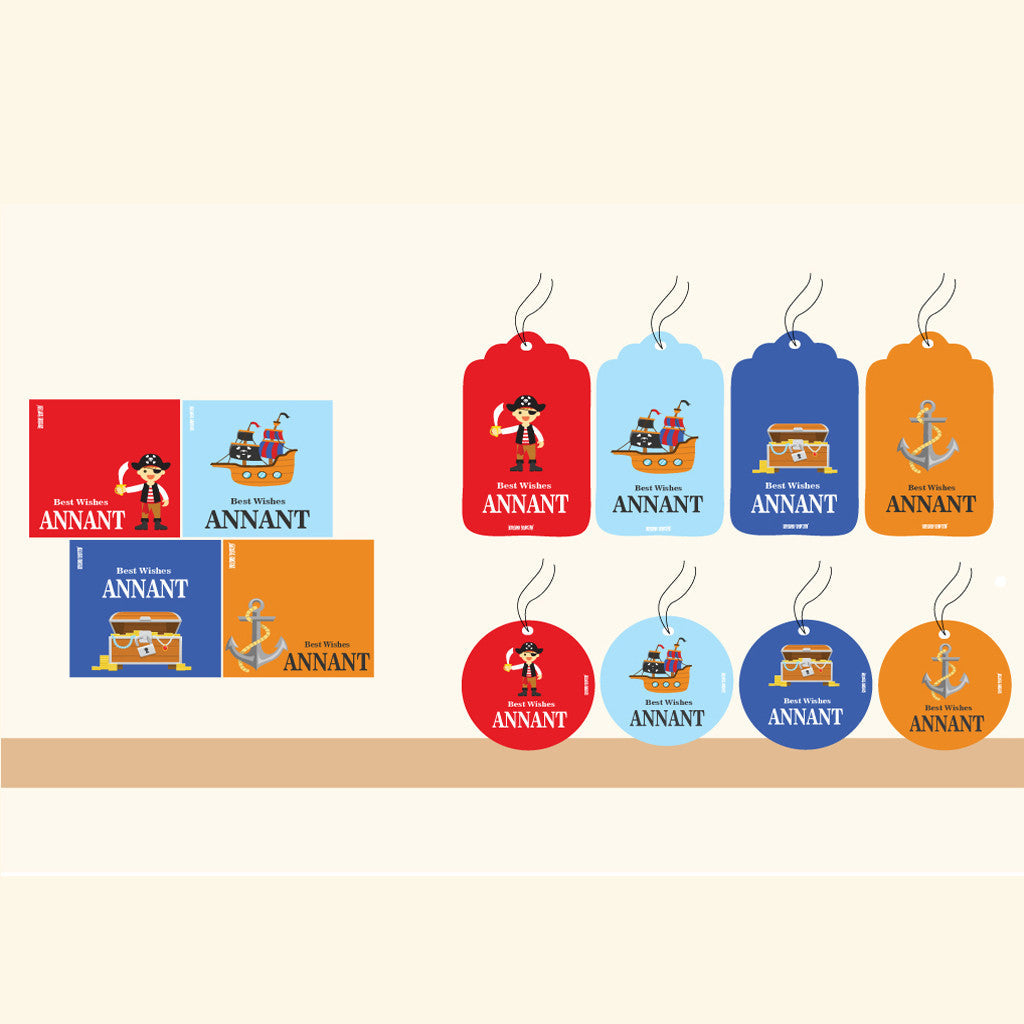 Personalised Gift Tag Set - Pirates, Set of 80