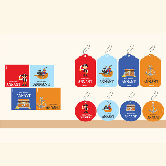Personalised Gift Tag Set - Pirates, Set of 80