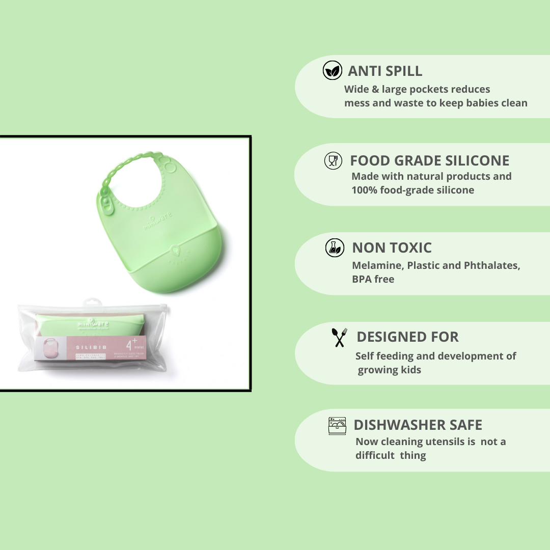 Miniware Roll and Lock Silicone Bib Lime - Sohii India