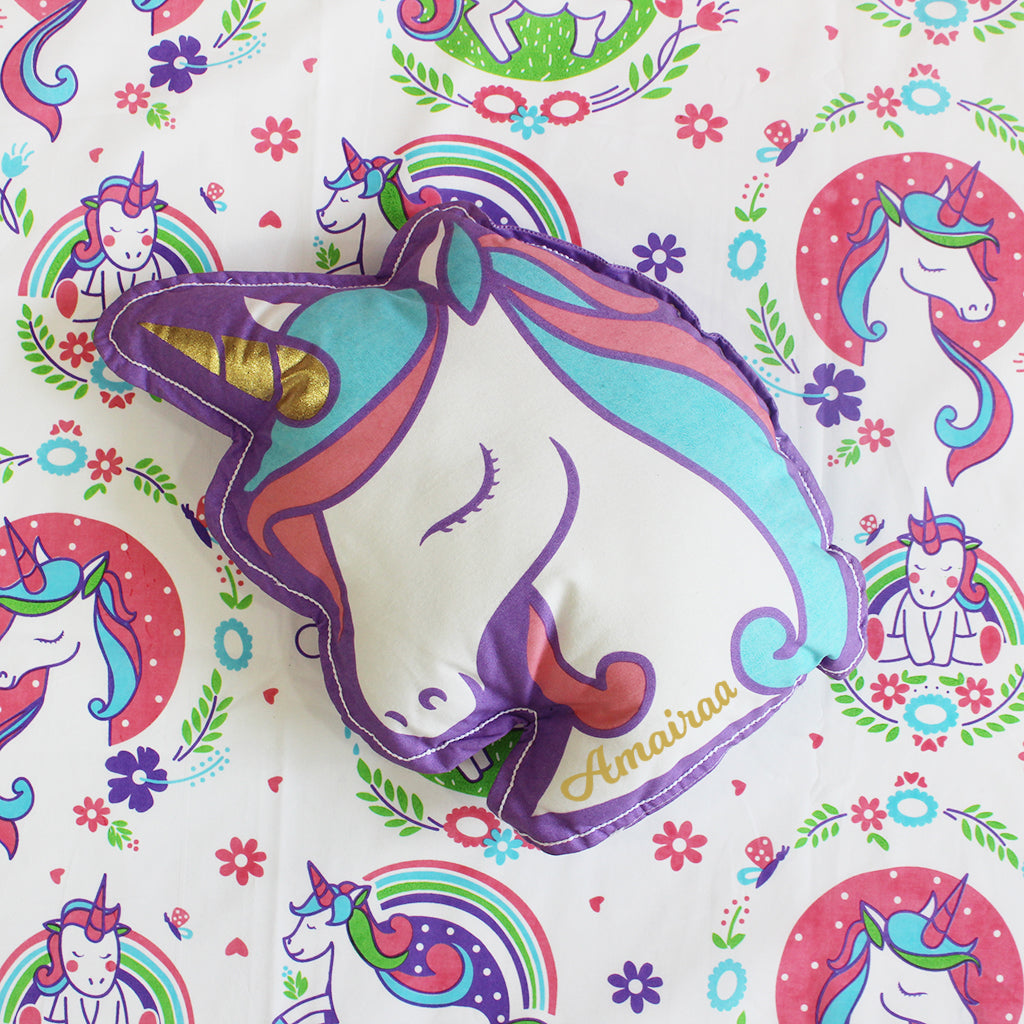 Unicorn Shape Cushion for Girls (Can be Personalised)