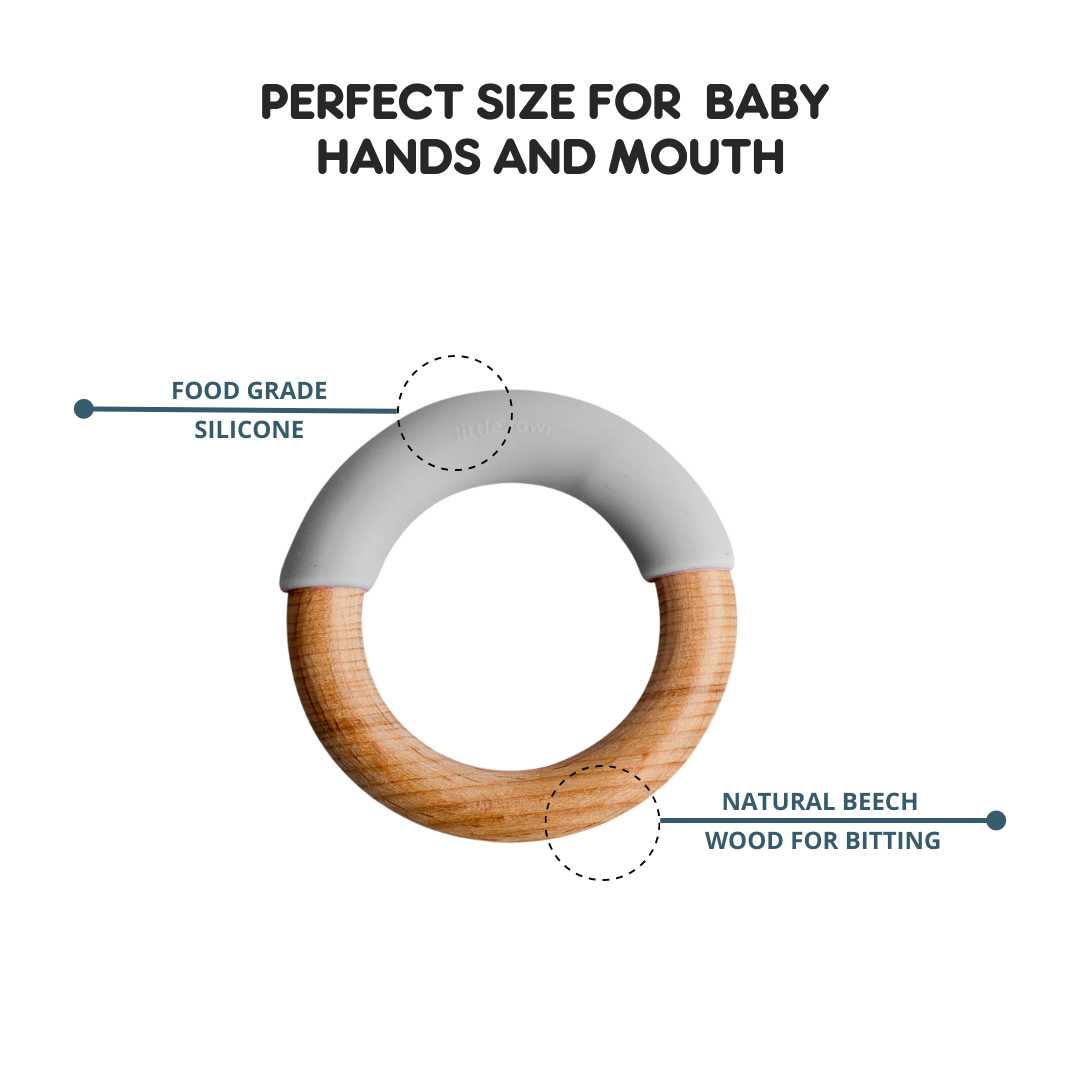 Little Rawr Wood + Silicone Simple Ring -  Grey - Sohii India
