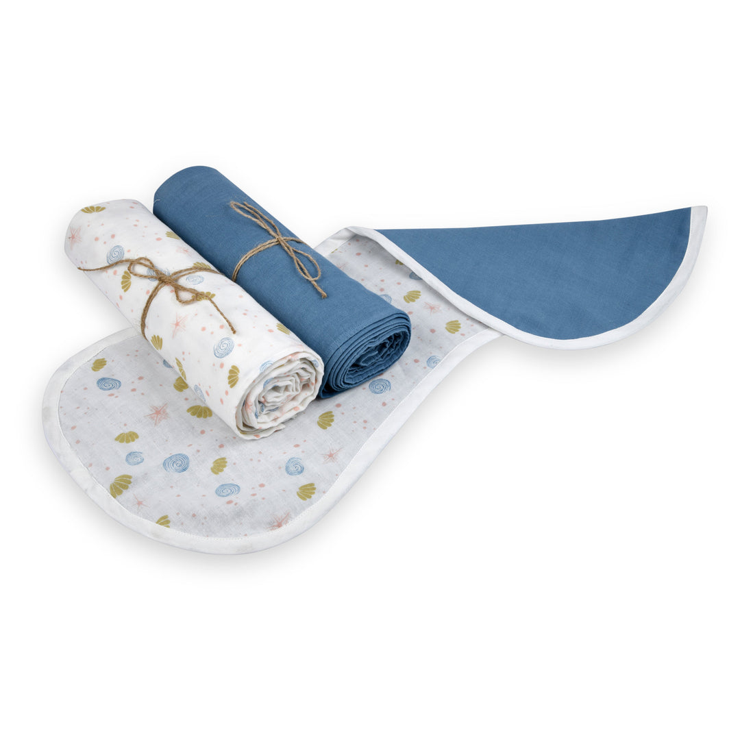 Sea of Dreams Burp Cloth & Swaddle  Set