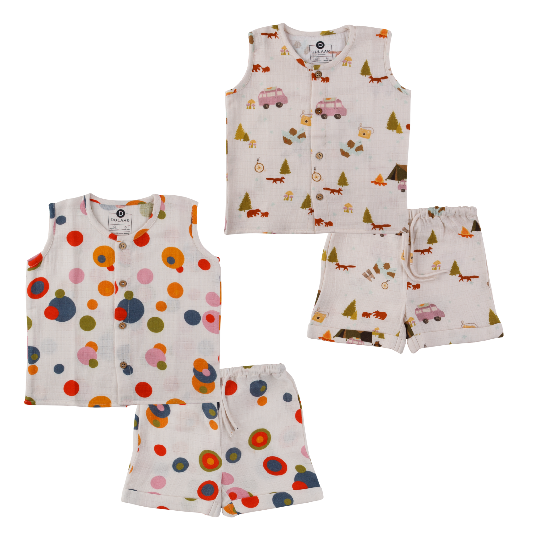 Organic Muslin Vest & Shorts Set (Set of 2)