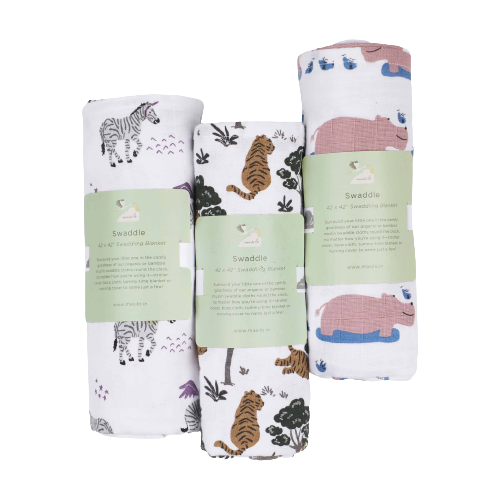 Organic Muslin Swaddles (Set of 3) – Safari