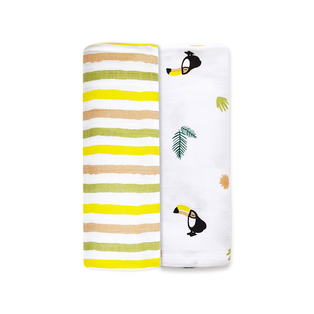 Organic Muslin Swaddles (Set of 2) - Tropical Toucan