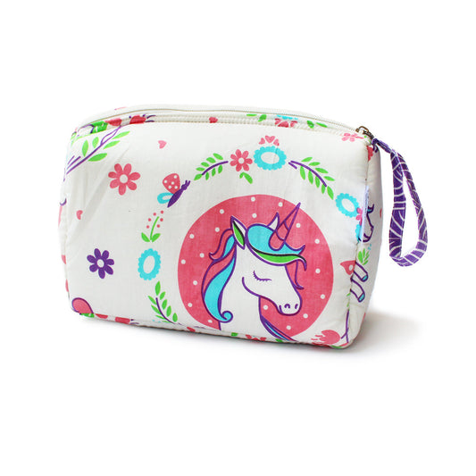 Multipurpose Pouch with Waterproof Lining || Multipurpose, Stationery Pouch, Toiletries Pouch, Accessories Pouch - Unicorn & Rainbows
