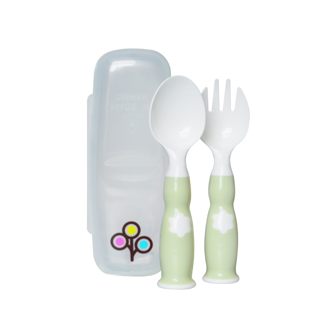 ZoLi Ergonomic Fork & Spoon Set with Travel Case- Green - Sohii India