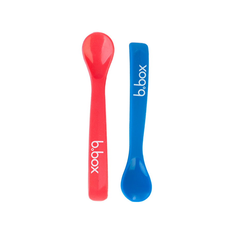 B.box Baby Soft Bite Flexible Spoon Set Pack of 2 Red Blue - Sohii India
