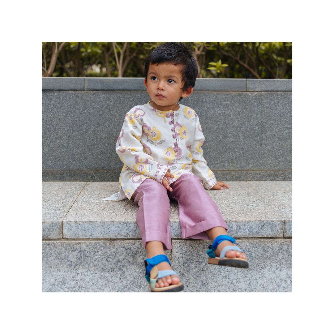 Chanderi Kurta Pyjama Set | Hand-Block Printed