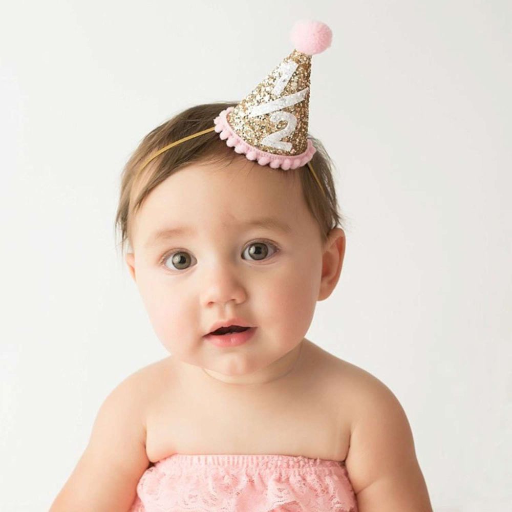 Half Bday Cone Headband (Pink & Gold)