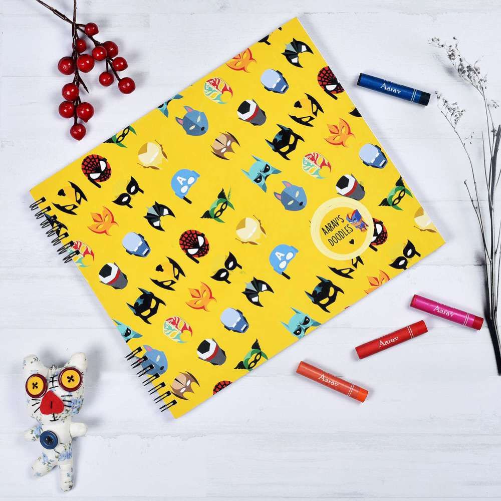 Doodle Book With Personalized Crayons - Mask Super Heroes