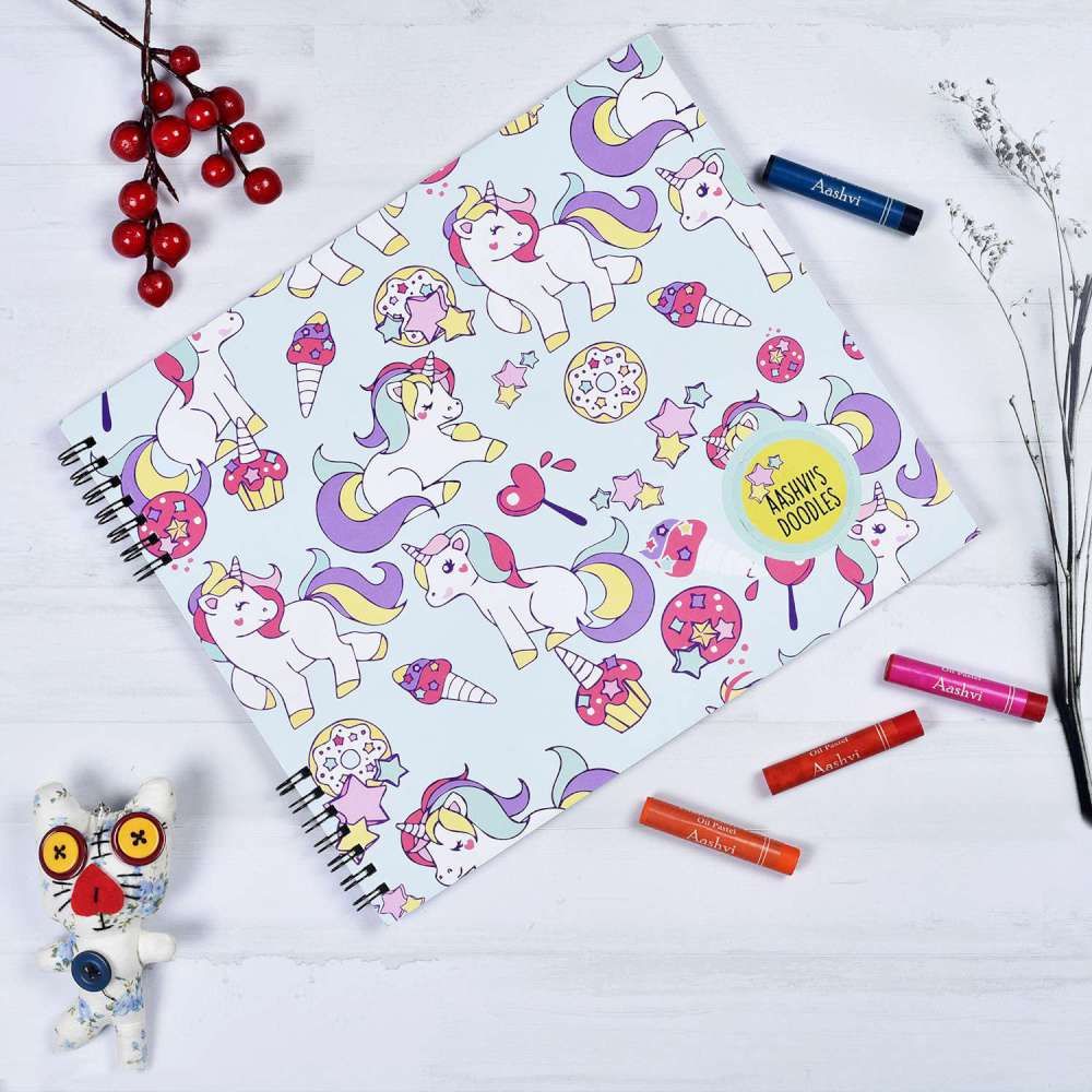 Doodle Book With Personalized Crayons - Shy Unicorn