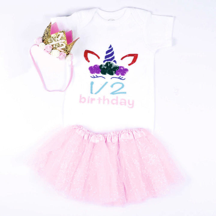 Half Birthday Unicorn Beaded Set - Starry Pink