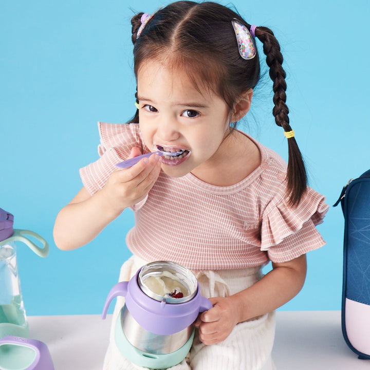 B.Box Mealtime Combo - Insulated Straw Sipper 500ml & Insulated Food Jar 335ml  Lilac Pop Purple
