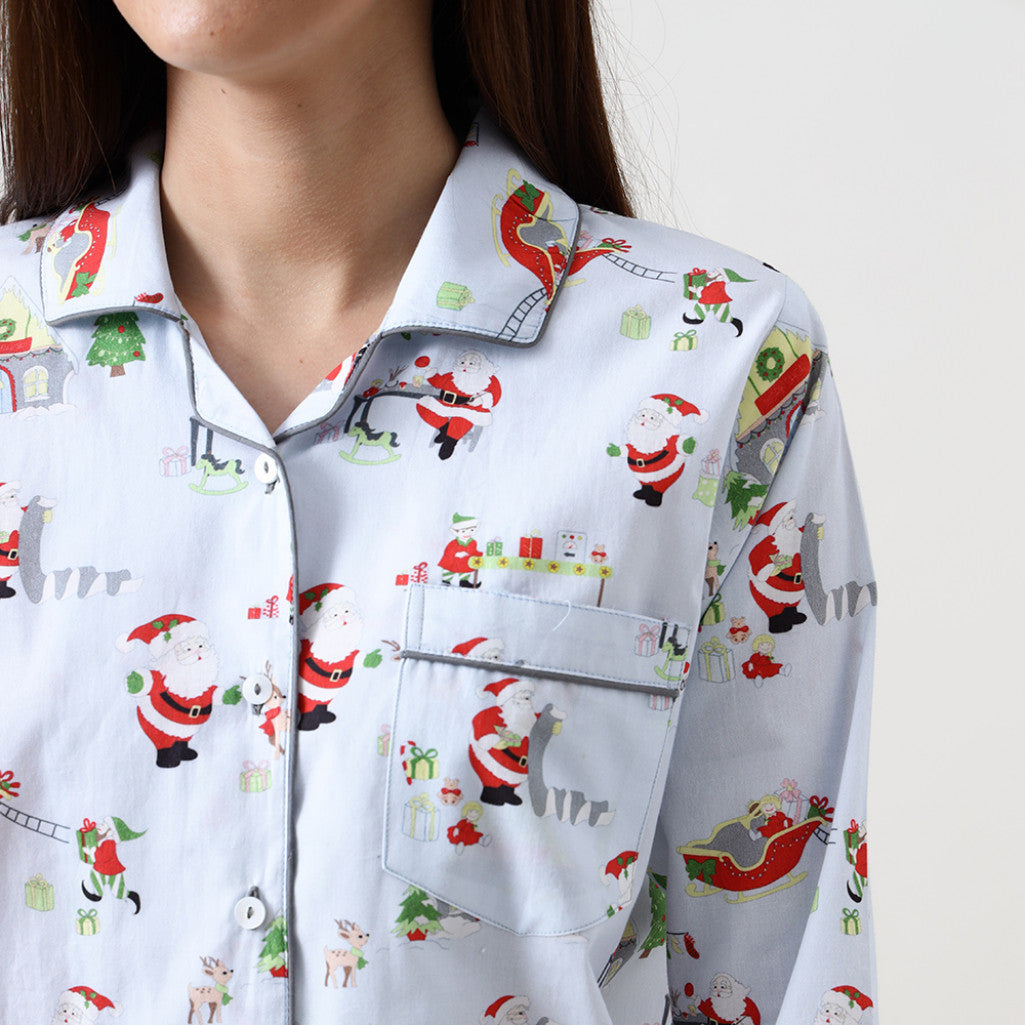 Women Santa'S Workshop Pajama Set - Winter Blue