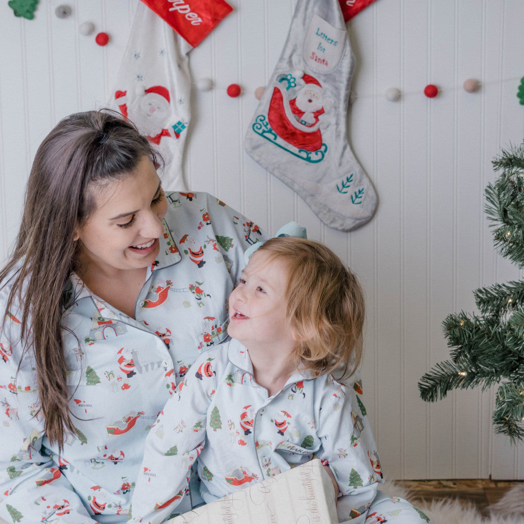 Women Santa'S Workshop Pajama Set - Winter Blue